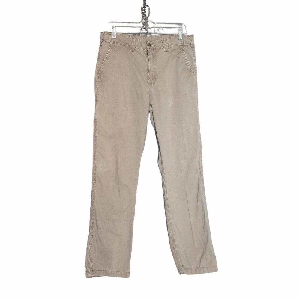 Carhartt Mens Work Pants 32 Tan Beige Khaki Canvas Utility Chino Trousers